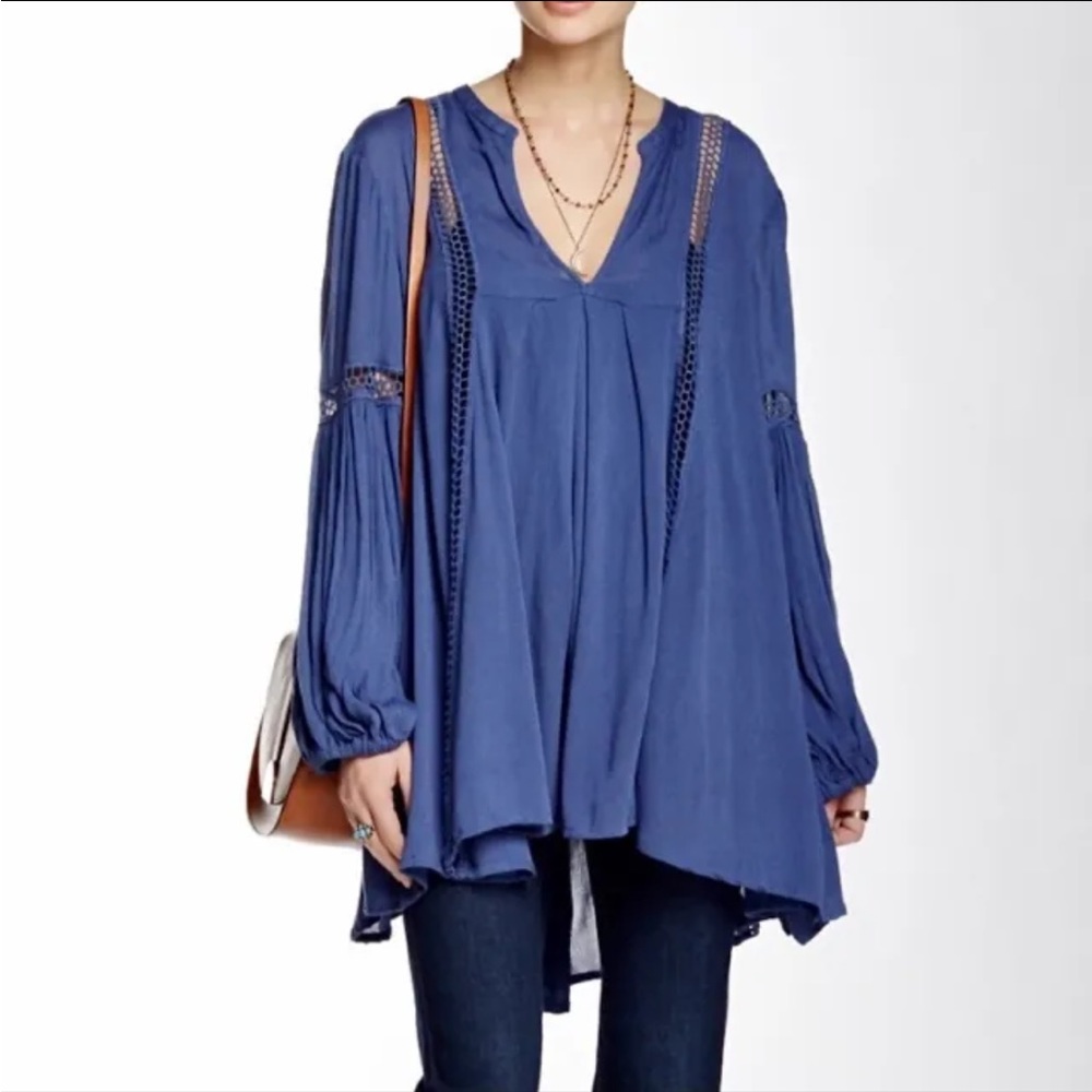 Free People Just The Two Of Us Blue Tunic Womens Size Xsmall